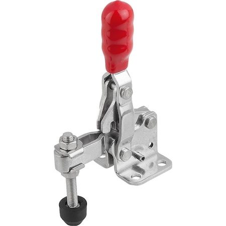 Kipp Toggle Clamp Vertical Std, Horizontal Foot F2=1000, Adjustable Clamping Spind M05X35, Stainless K1255.101000